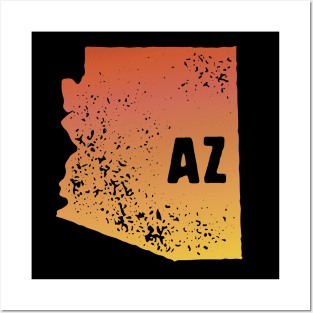 US state pride: Stamp map of Arizona (AZ letters cut out) Posters and Art